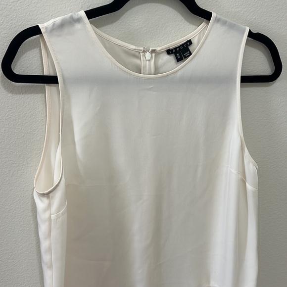 NWOT Theory Cream 100% Silk Tank Top with Zipper and 2 Small Slits - Picture 2 of 6